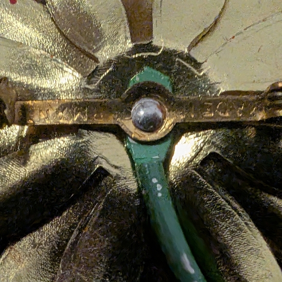 Vintage Orange & Red Flower Brooch Made In Germany Mid Century Rare3.5"x 2" ap - Picture 7 of 10